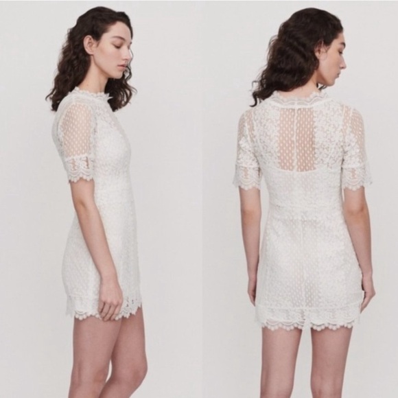 Maje NWOT Revanta White Lace Dress SZ 2 Daisy Short Mini - Picture 6 of 16